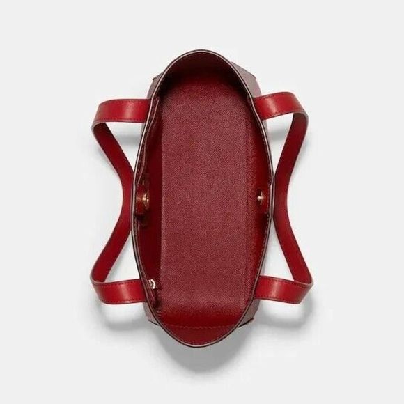 Coach Horse and Carriage Tote 27 Dot Print Coated Canvas Deep Red Large Bag - Picture 4 of 5